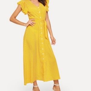 Yellow Polka Dot Maxi Dress